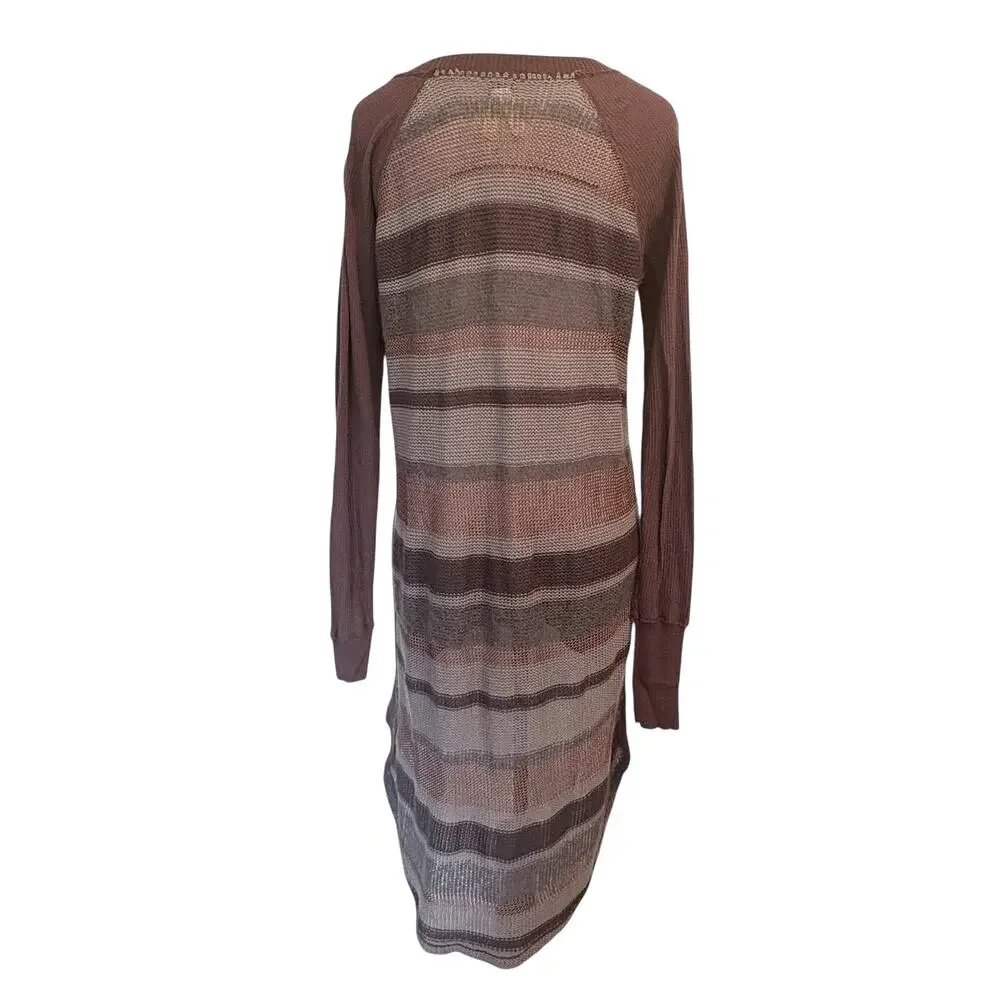 Free People Eco Thermal Raglan Tunic Sweater Womens Small Rose Brown High Low